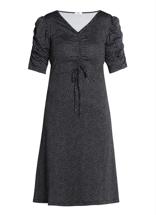 Outlet - Vestido Manga Princesa Poá Preto 3