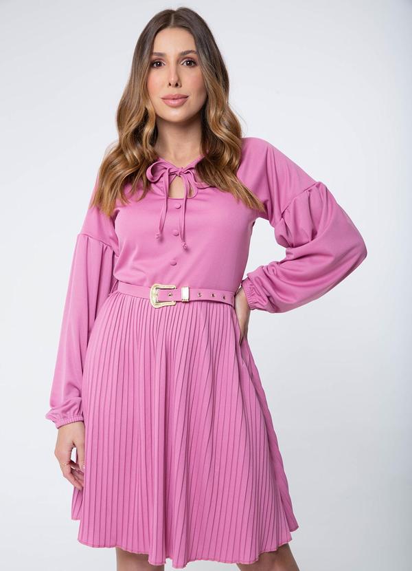 Misiss - Vestido Manga Raglan Plissado Valentina Rosa 3