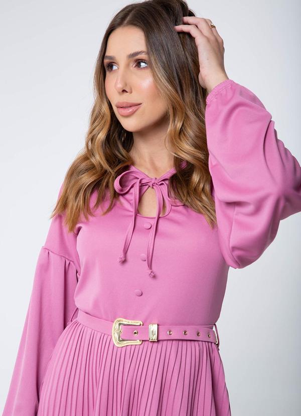 Misiss - Vestido Manga Raglan Plissado Valentina Rosa 4