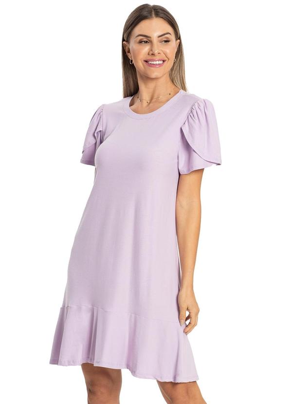 Rovitex - Vestido Manga Transpassada com Abertura Roxo