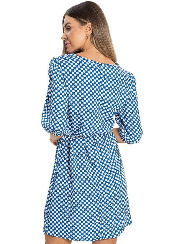 Rovitex - Vestido Mangas 3/4 Viscose Creponada Azul 2