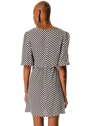 Rovitex - Vestido Mangas 3/4 Viscose Creponada Preto - ROVITEX
