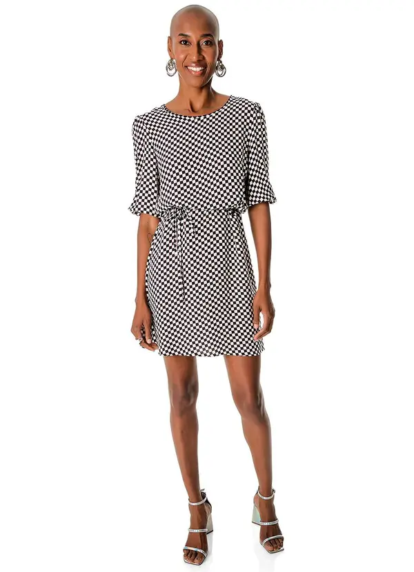 Rovitex - Vestido Mangas 3/4 Viscose Creponada Preto 3