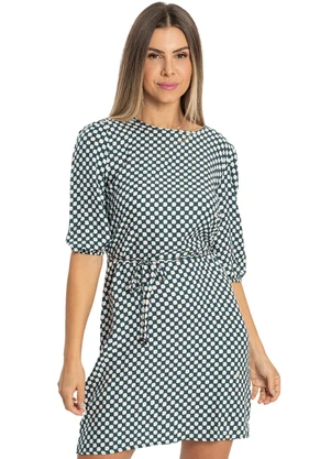 Rovitex - Vestido Mangas 3/4 Viscose Creponada Verde - ROVITEX