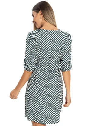 Rovitex - Vestido Mangas 3/4 Viscose Creponada Verde - ROVITEX