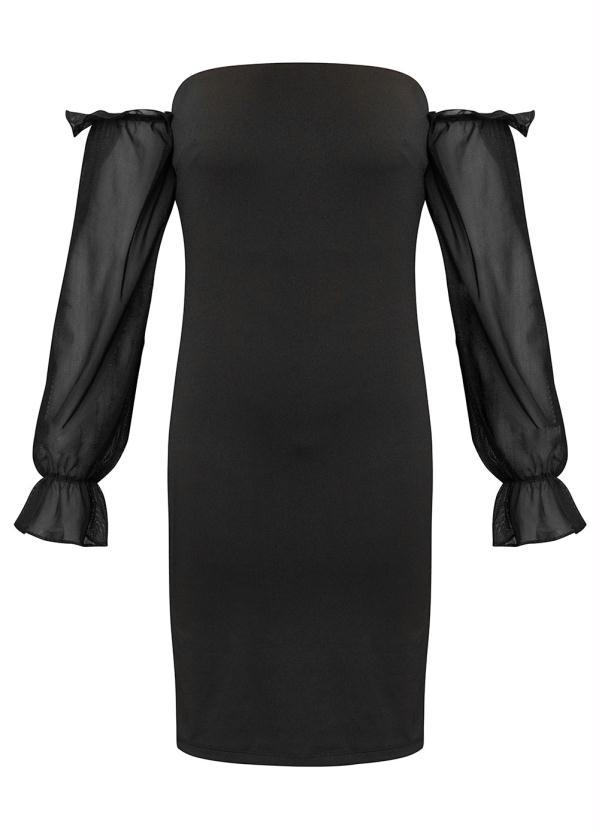 Queima Estoque - Vestido Mangas em Tule Preto 4