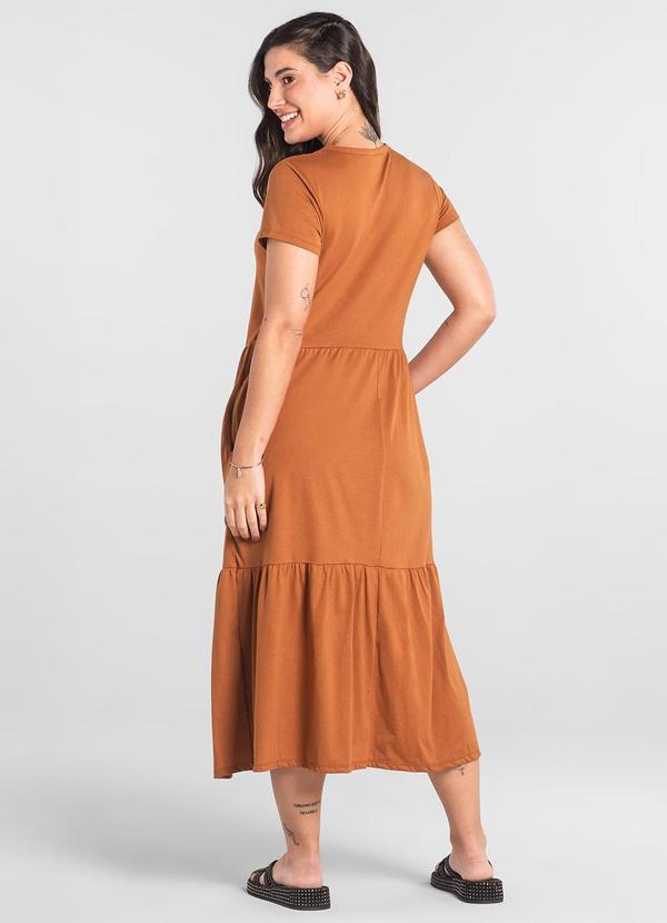 Just Basic - Vestido Marias Longo em Algodão Just Basic Marrom 2