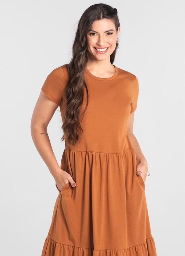 Just Basic - Vestido Marias Longo em Algodão Just Basic Marrom 3