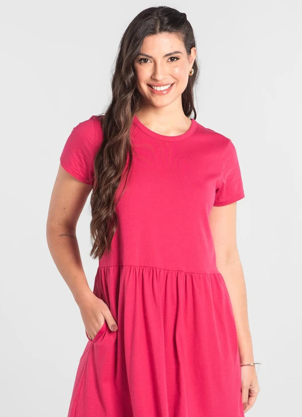 Just Basic - Vestido Marias Longo em Algodão Rosa 3