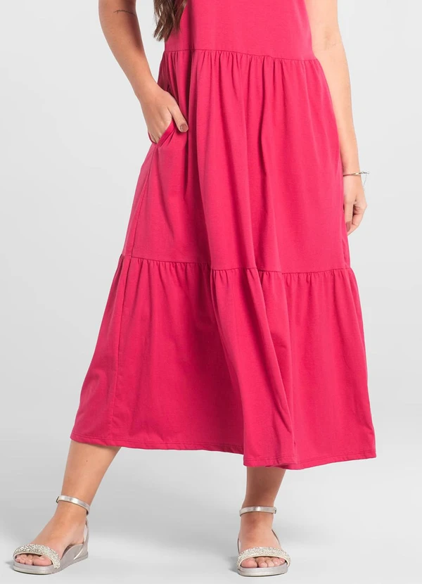 Just Basic - Vestido Marias Longo em Algodão Rosa 4