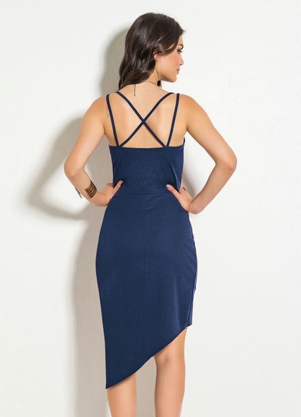 Moda Pop - Vestido Marinho com Alcinhas e Transpasse 2