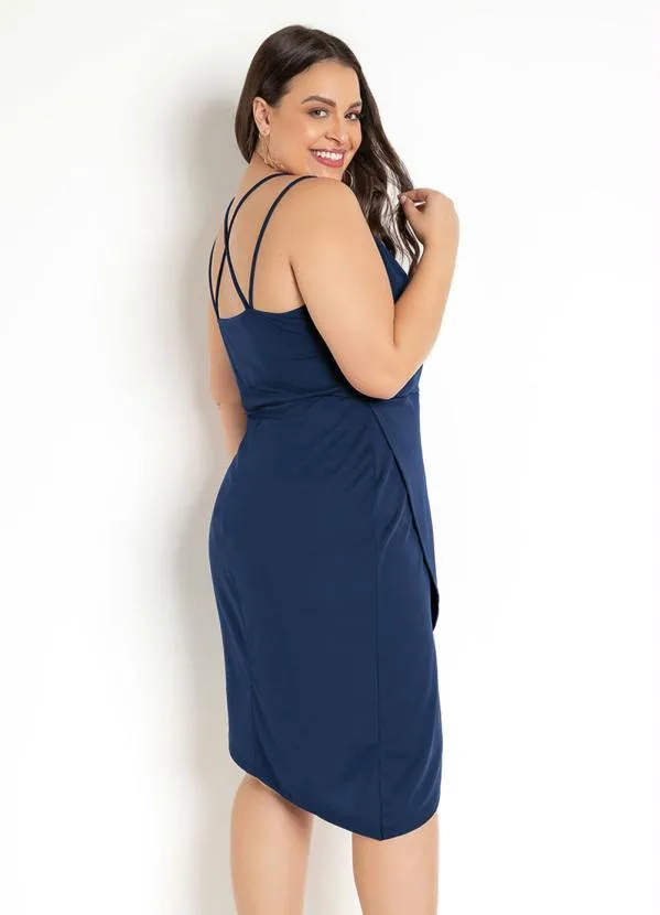 Moda Pop - Vestido Marinho com Alcinhas e Transpasse 6