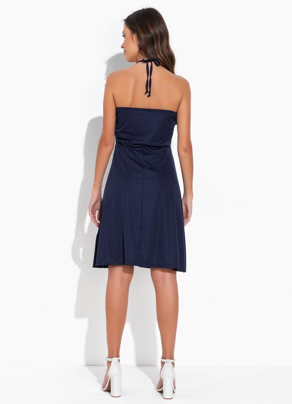 Moda Pop - Vestido Marinho com Amarração no Pescoço 5