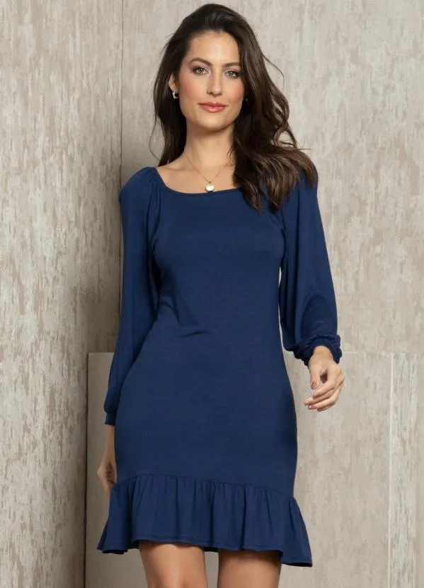 Quintess - Vestido Marinho com Babados