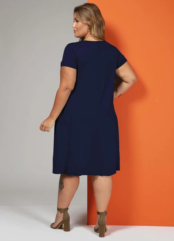 Quintess - Vestido Marinho com Bolsos e Mangas Curtas 12