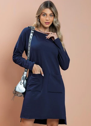 Quintess - Vestido Marinho com Bolsos Frontais - QUINTESS