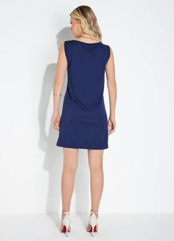 Moda Pop - Vestido Marinho com Botões Frontais 5