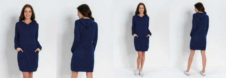 Vestido Marinho com Touca