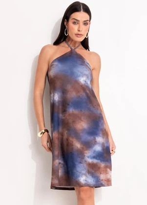 Quintess - Vestido Marmorizado em Malha Fria - QUINTESS