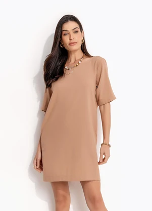 Quintess - Vestido Marrom Claro em Linho - QUINTESS