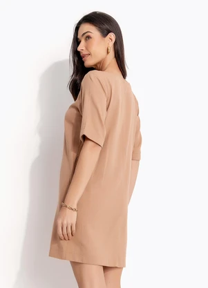 Quintess - Vestido Marrom Claro em Linho - QUINTESS
