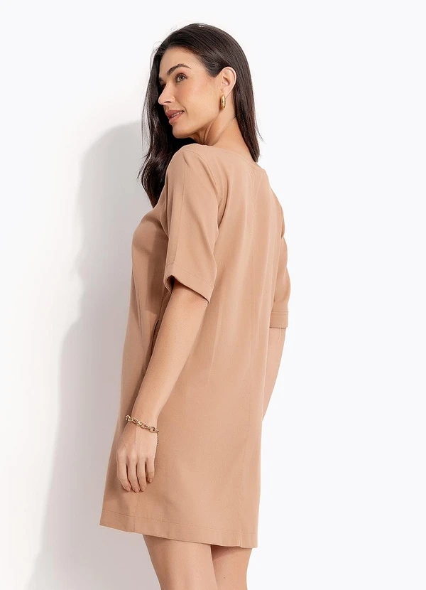 Quintess - Vestido Marrom Claro em Linho 2