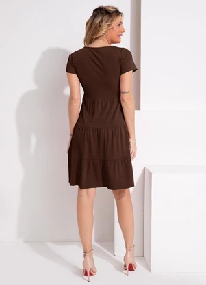Quintess - Vestido Marrom com Camadas - QUINTESS