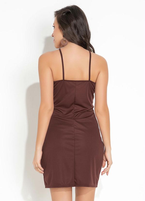 Moda Pop - Vestido Marrom com Decote em Trapézio 2