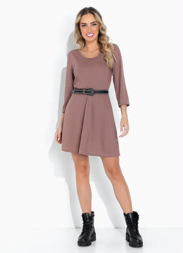 Moda Pop - Vestido Marrom com Mangas Longas 3