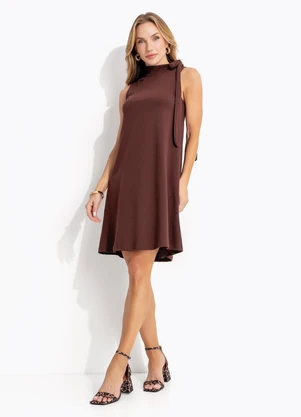 Quintess - Vestido Marrom em Malha de Algodão - QUINTESS