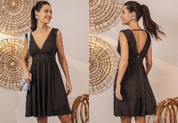 Vestido Marrom em Malha de Viscose