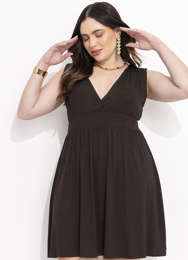 Quintess - Vestido Marrom em Malha de Viscose 9
