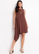 Vestido Marrom em Malha de Viscose