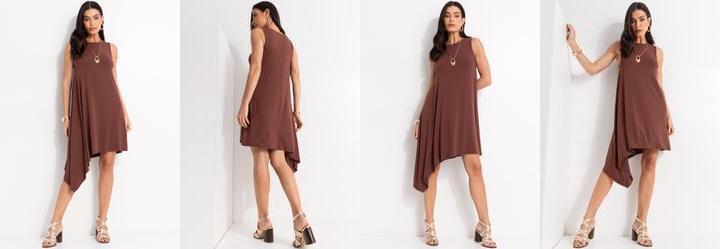 Vestido Marrom em Malha de Viscose