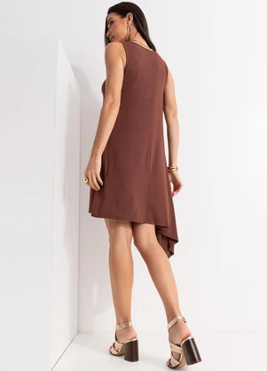 Quintess - Vestido Marrom em Malha de Viscose - QUINTESS
