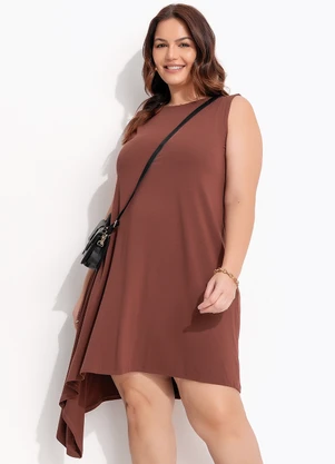 Quintess - Vestido Marrom em Malha de Viscose - QUINTESS