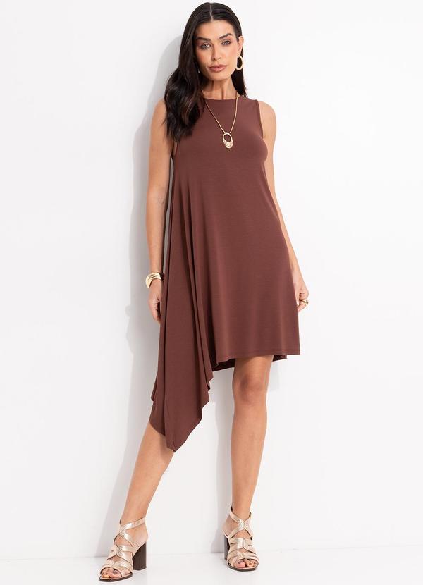 Vestido (Marrom) em Malha de Viscose