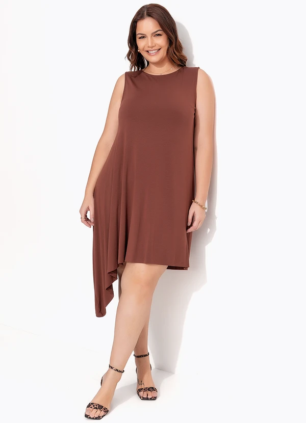 Quintess - Vestido Marrom em Malha de Viscose 2