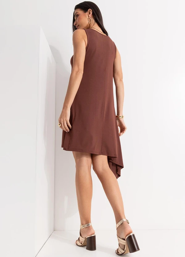 Quintess - Vestido Marrom em Malha de Viscose 12