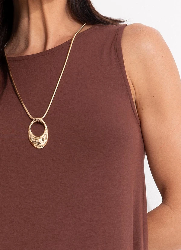 Quintess - Vestido Marrom em Malha de Viscose 9