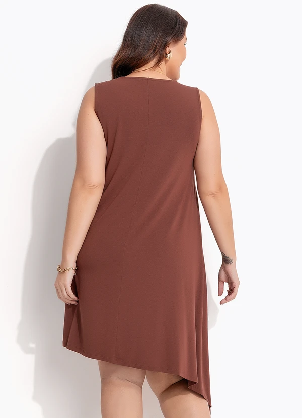 Quintess - Vestido Marrom em Malha de Viscose 7