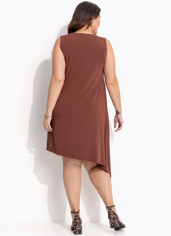Quintess - Vestido Marrom em Malha de Viscose 5