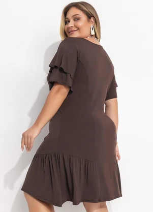 Quintess - Vestido Marrom em Malha de Viscose - QUINTESS