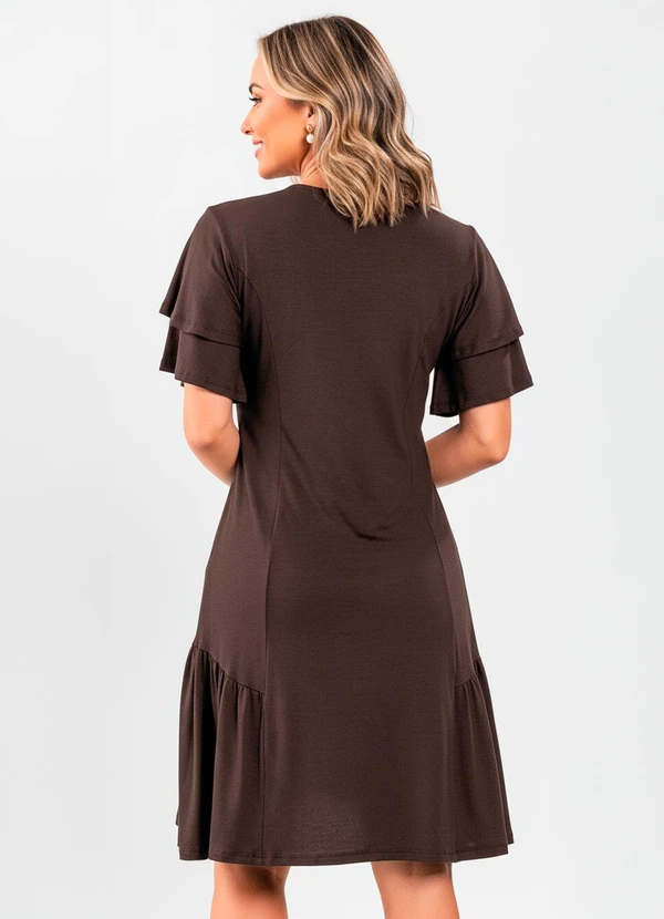 Quintess - Vestido Marrom em Malha de Viscose 6