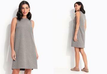 Vestido Marrom em Malha Jacquard