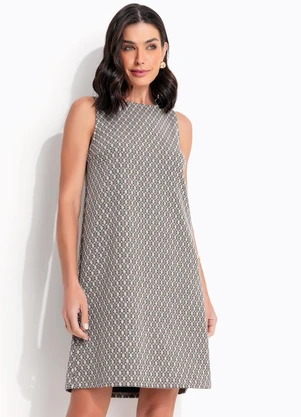 Quintess - Vestido Marrom em Malha Jacquard - QUINTESS