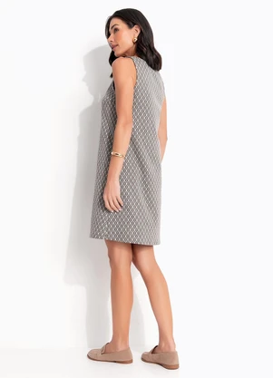 Quintess - Vestido Marrom em Malha Jacquard - QUINTESS