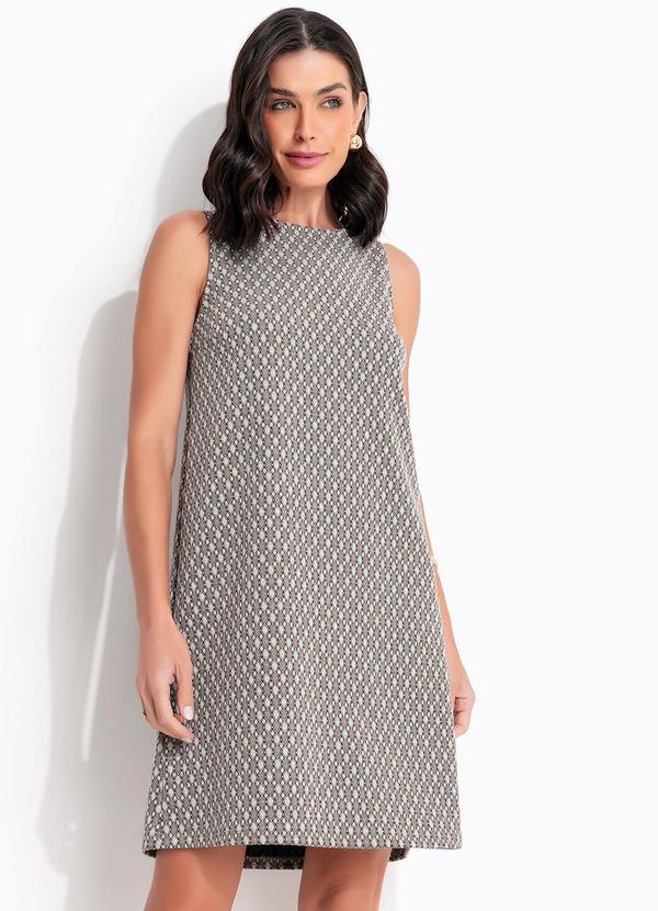 Vestido (Marrom) em Malha Jacquard
