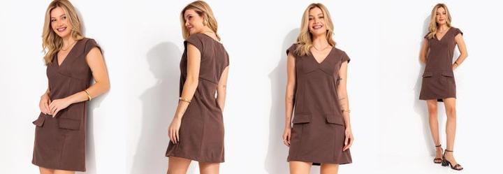Vestido Marrom em Malha Suede