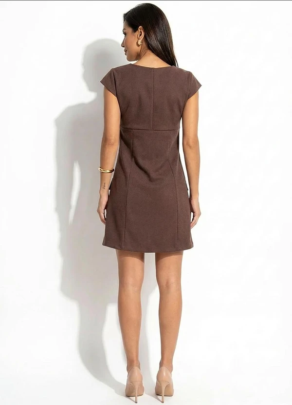 Quintess - Vestido Marrom em Malha Suede 2